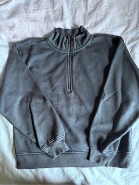 Gap Quarter-Zip Pullover Sweatshirt - mineral wash Charcoal/blue sz small oversi